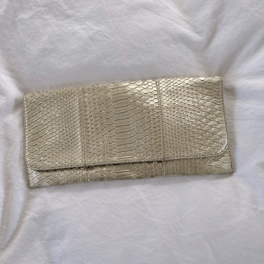 Gold snake Skin Clutch